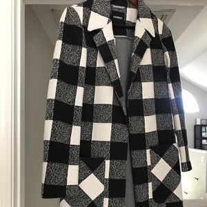 EXPRESS PLAID COAT BLK/WHITE